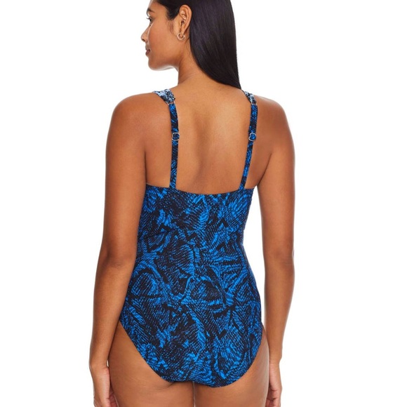 Miraclesuit Peregrina One Piece Shaping Swimsuit Snakeskin Boa Blues 12 NWT - Picture 4 of 12